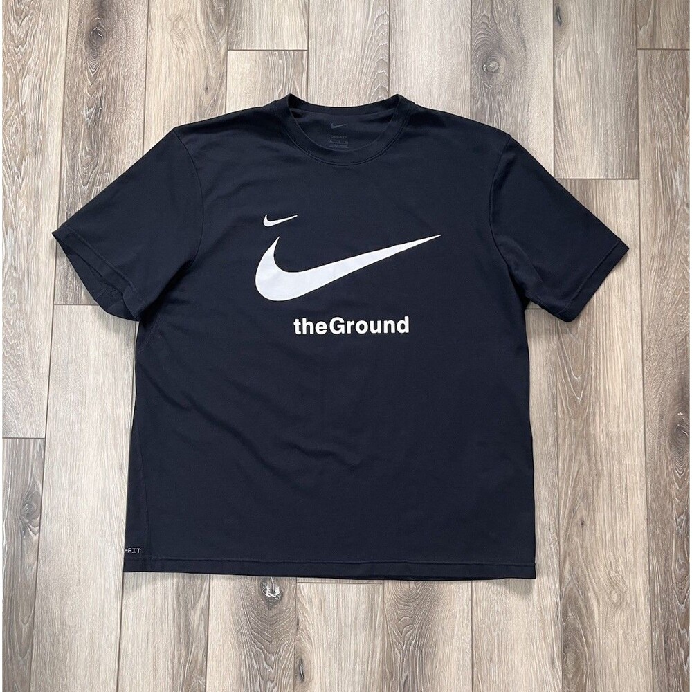 Nike Dri-Fit The Ground NYC Soccer Black Short Sleeve Tee Mens Sz XL Vented Pits